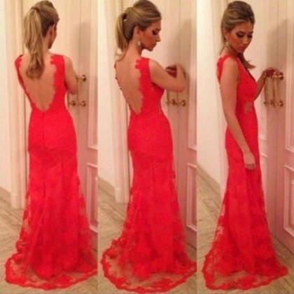 Pretty Red Evening Dresses,v Neck Evening..