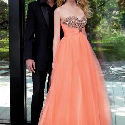 Pretty Orange Prom Dresses,sweetheart Prom..