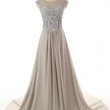 Pretty Grey Prom Dresses ,long Evening..