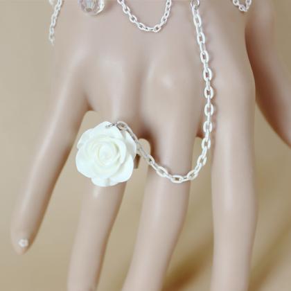 Fashion Gothic White Lace Bracelets Ring Set /..