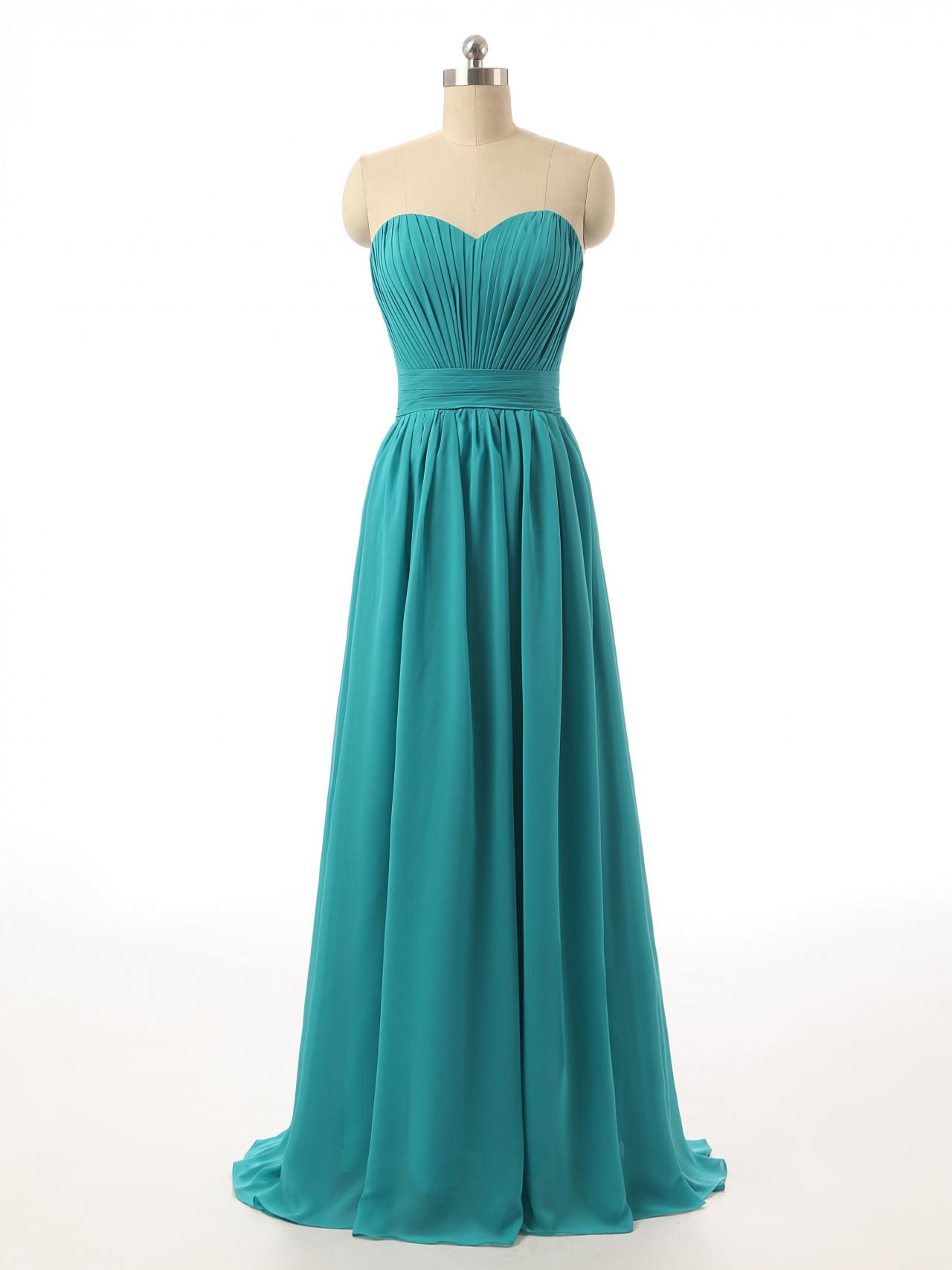 Full Length Chiffon Bridesmaid Dresses Turquoise Plus Size