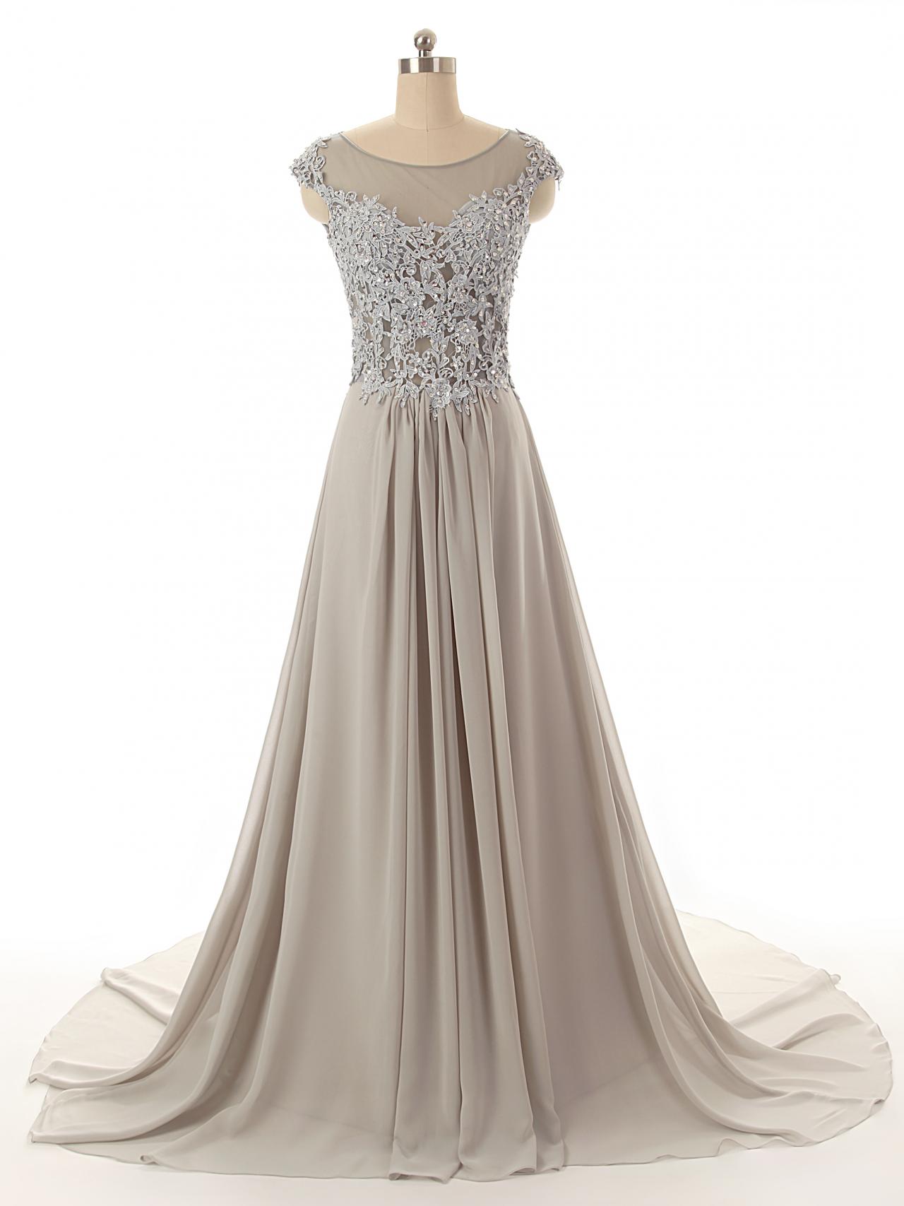 Pretty Grey Prom Dresses ,long Evening Dress,formal Dress,appliques ...