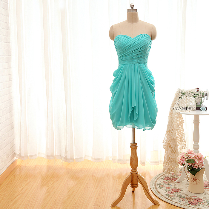Strapless Sweetheart Neck Short Dresses Mint Green